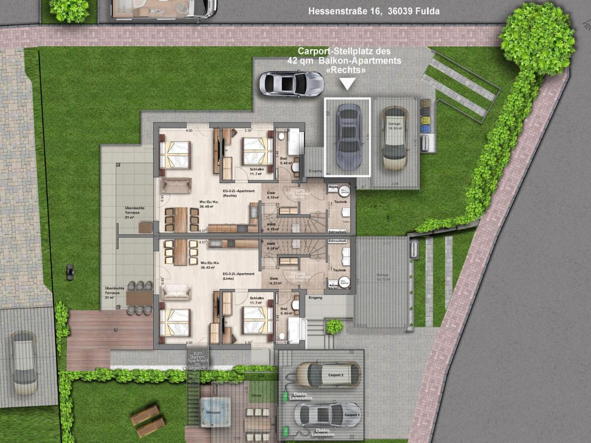 -Neubau- 42 Qm Balkon-Apartment Фульда Экстерьер фото